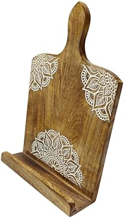 Adjustable Wooden CookBook Stand with iPad Holder