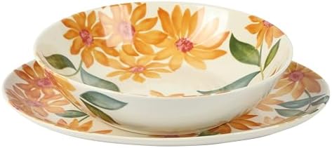 Bloomhouse Two-Piece Stoneware Floral Serving Set