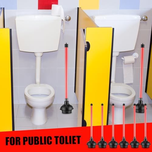 Domeni 6-Piece Heavy Duty Toilet Plunger Set Black Red Design