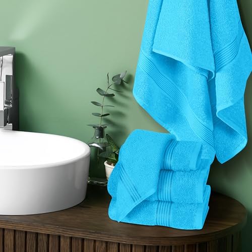Belizzi Home Ultra Soft 6 Pack Cotton Towel Set - Turquoise Blue 1