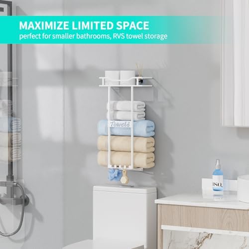 Space-Saving Over-Door Towel Rack - White