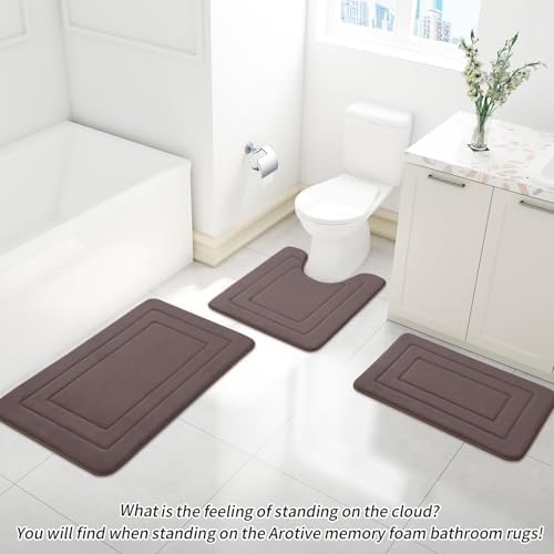 Arotive Memory Foam Bath Rug Mat Ultra Soft 30x20 Brown