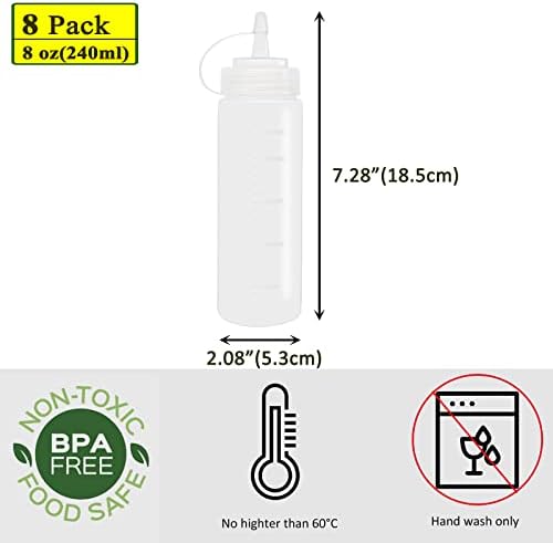 8 oz Squeeze Bottle Set for Condiments More