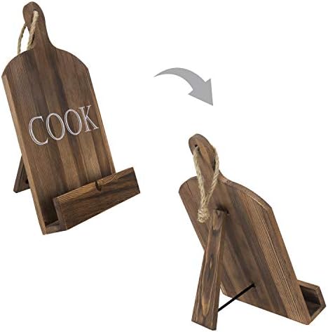 MyGift Brown Wood Cookbook Holder Stand