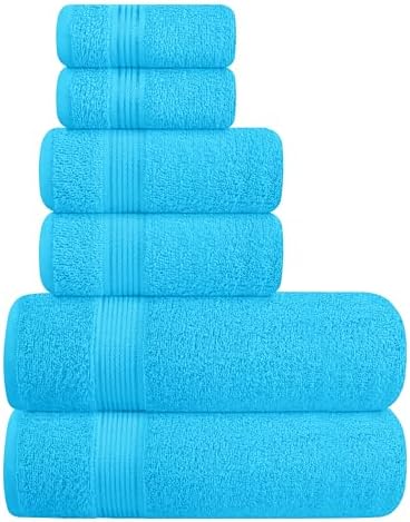 Belizzi Home Ultra Soft 6 Pack Cotton Towel Set - Turquoise Blue 1