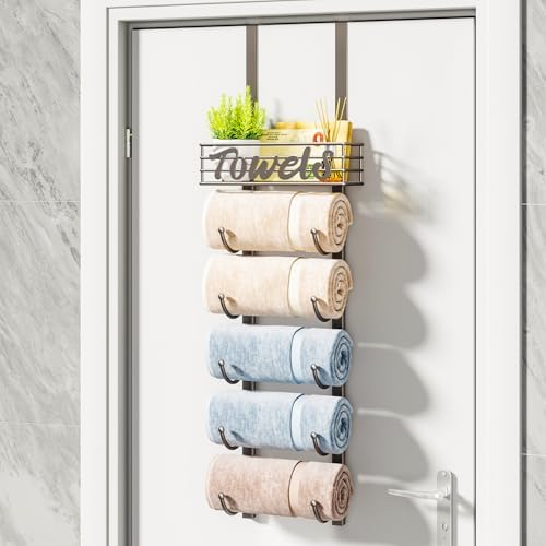 Sturdy 6-Tier Over-Door Towel Rack for Small Spaces