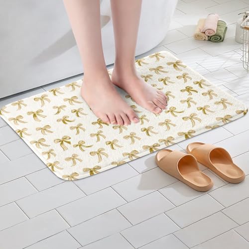 Erosebridal Yellow Bowknot Bath Rug 20x32