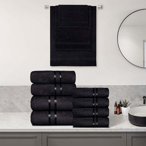 Dewall Maisons 8-Piece Black Cotton Towel Set