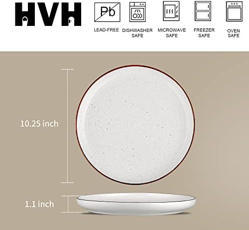 HVH Ceramic Dinner Plate Set 1025-inch White Farmhouse Style