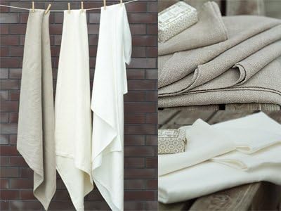 Set of 4 Natural Linen Huckaback Bath Towels Lara