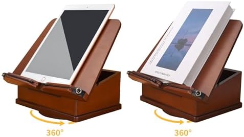 tjBally - Large Wooden Book Stand with Dual-Purpose Storage System