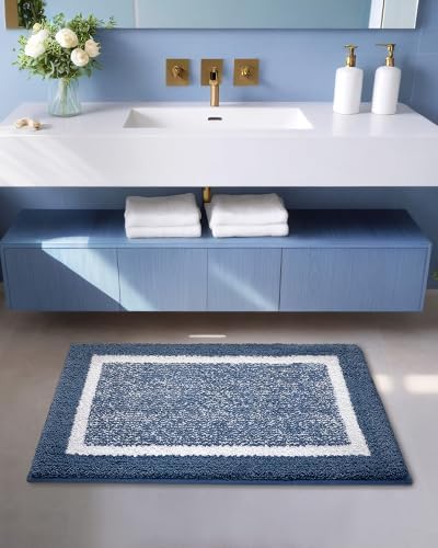 ColorGeometry Dark Blue Bath Mat 16x24 Non Slip