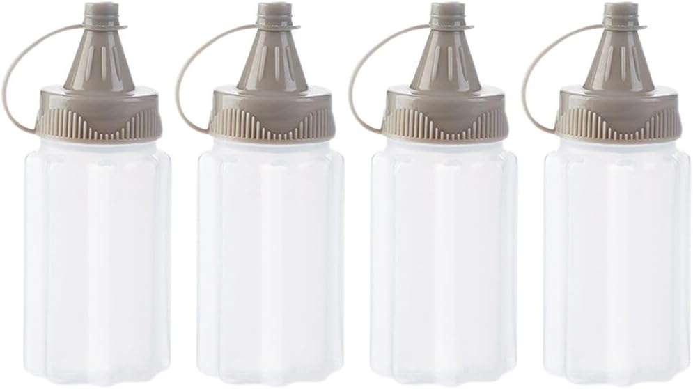 4-Piece White Plastic Squeeze Condiment Bottles Set