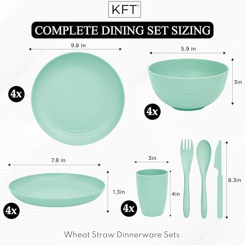 Eco-Friendly Dinnerware Set for 4 - Lightweight Unbreakable for Camping
