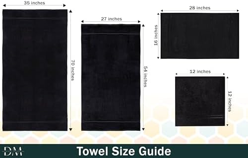 Dewall Maisons 8-Piece Black Cotton Towel Set