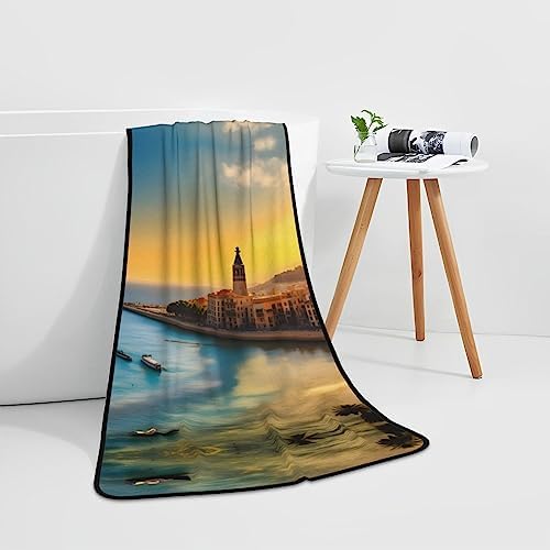Sunset by The River Prints Coral Velvet Towel 27x55 in