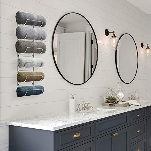 Sorbus Wall-Mounted Towel Rack 6 Compartment - Silver