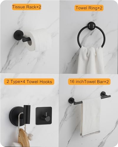 Complete Bathroom Organization in Matte Black Set