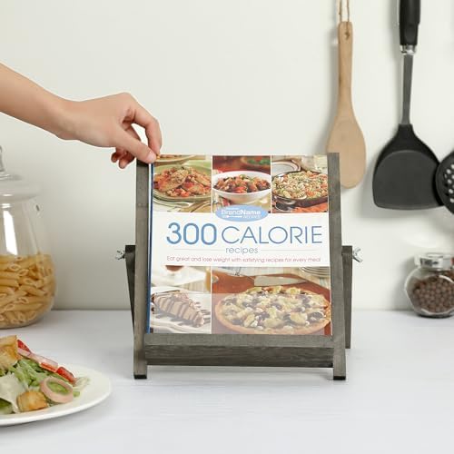 MyGift Rustic Kitchen CookBook Stand with Foldable Kickstand