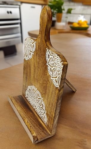 Adjustable Wooden CookBook Stand with iPad Holder