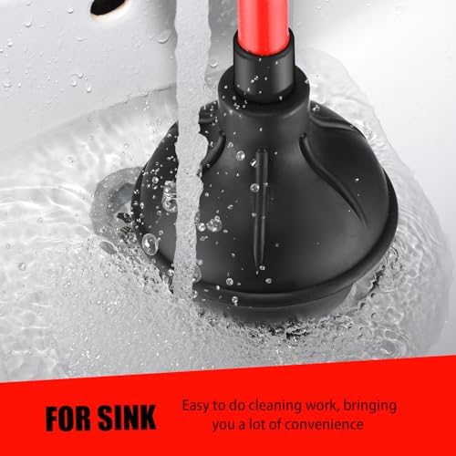 Domeni 6-Piece Heavy Duty Toilet Plunger Set Black Red Design