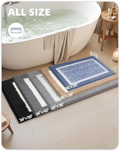 ColorGeometry Dark Blue Bath Mat 16x24 Non Slip