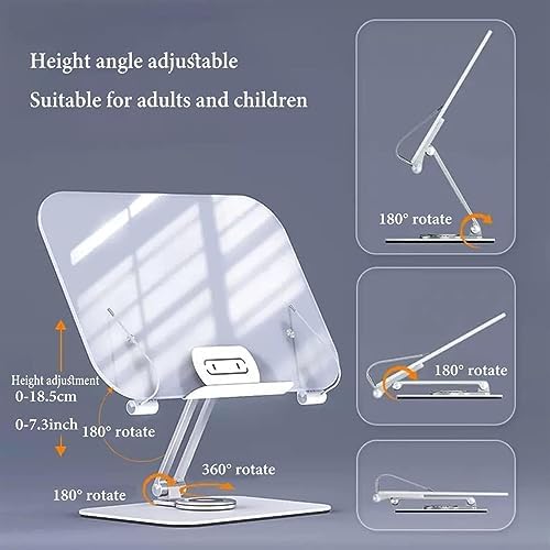 Adjustable 360 Book Holder with Page Clips Foldable for Cookbooks More