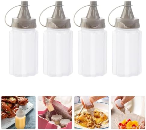 4-Piece White Plastic Squeeze Condiment Bottles Set