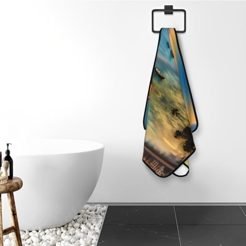 Sunset by the River Soft Comfy 27x55 Velvet Towel for Home Travel