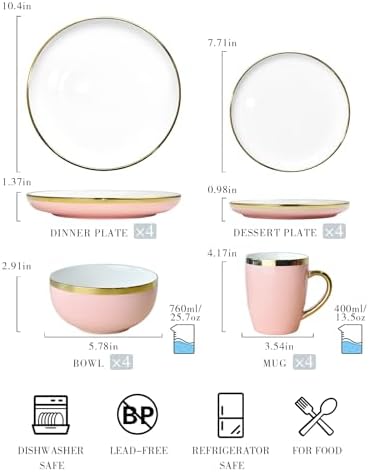 Stunning Gold Rim Dinnerware Set for 4
