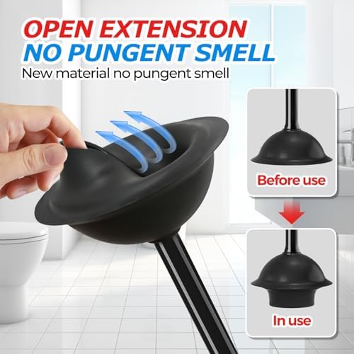 FORASTO 2-Pack Toilet Plunger With Holder Black