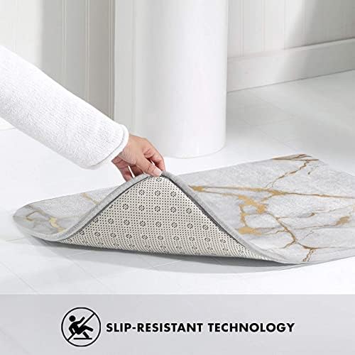 Premium Marble Bath Mat WhiteGrey - Soft Non-Slip and Quick Absorption