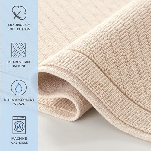 Arkwright 100 Cotton Bath Rug Textured Design Slip-Resistant Beige