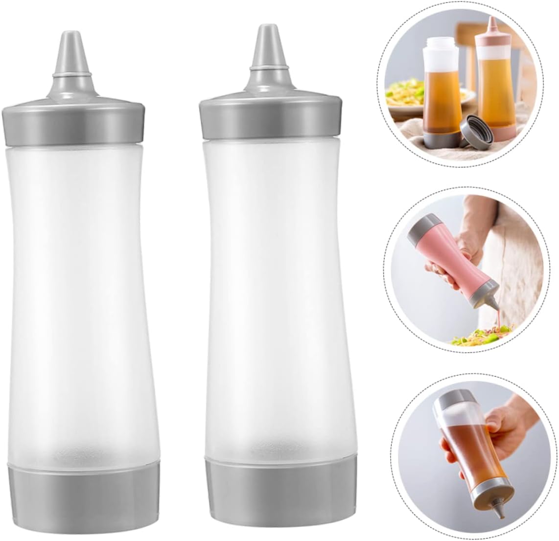 MERRYHAPY 2-Pack Leakproof Salad Dressing Squeeze Bottles
