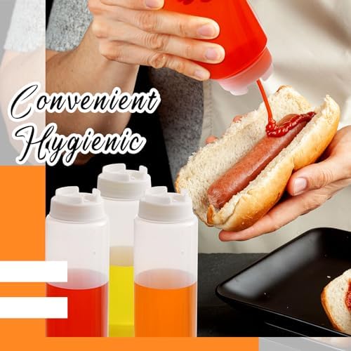 16 Pcs 32 oz Condiment Squeeze Bottles for Restaurant Kitchen