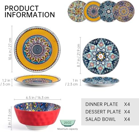 12-Piece Bohemian Dinnerware Set