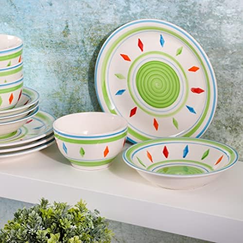 Heidy Hand Painted Dinnerware Set - Green
