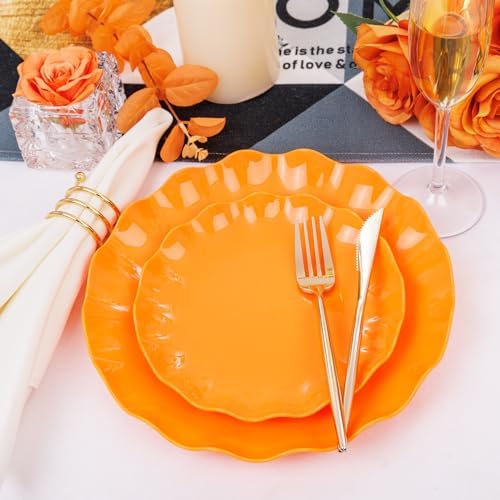 24-Piece Heavy-Duty Orange Plates