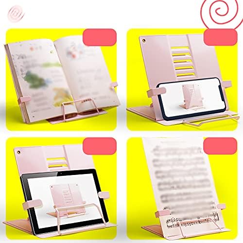 FOLDABLE Portable Metal Book Stand for Reading Writing Traveling - Pink