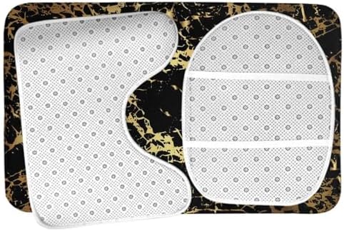 Sleek Gold Black Bath Mat Set - Perfect for Home Bathroom