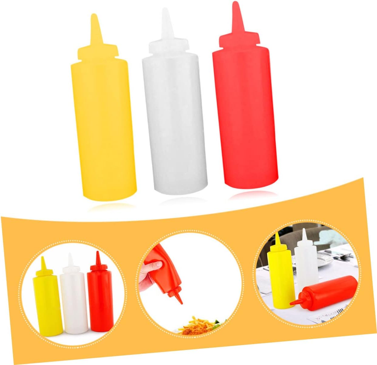 Squeeze Condiment Bottles Set for Ketchup Salad Dressing Mustard
