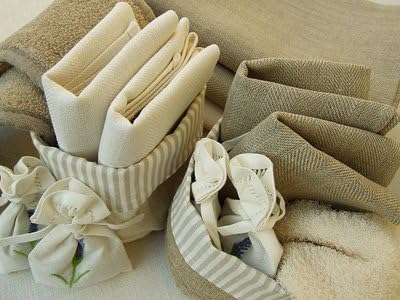 Set of 4 Natural Linen Huckaback Bath Towels Lara