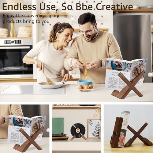 2Pcs Rustic Wooden Cookbook Stand with Detachable Design 1