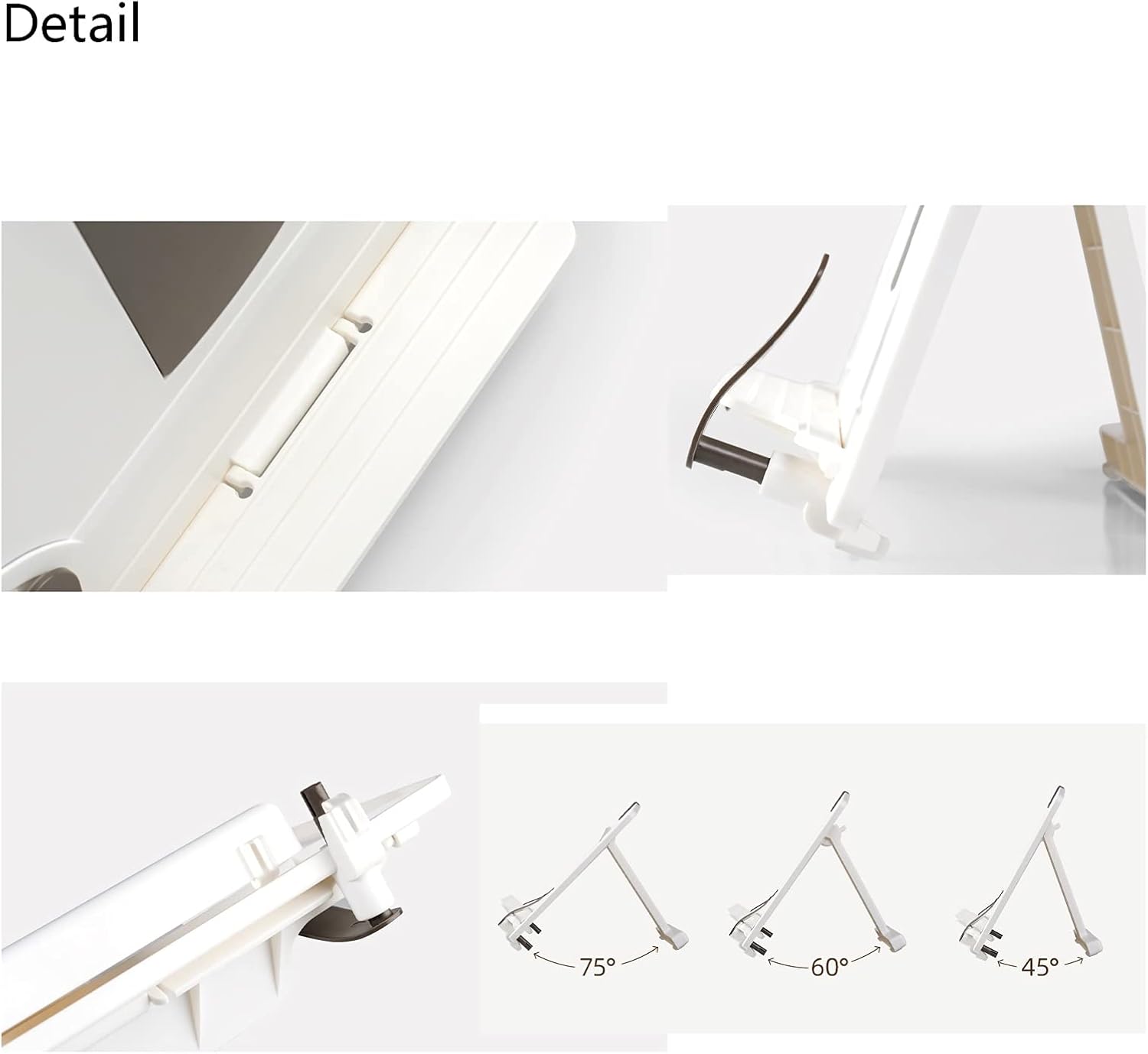 Adjustable Book Stand for Kitchen Office Beige White Holds Textbooks Cookbooks