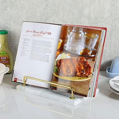 MyGift Modern Marble Cookbook Stand Sturdy and Stylish for Your Kitchen