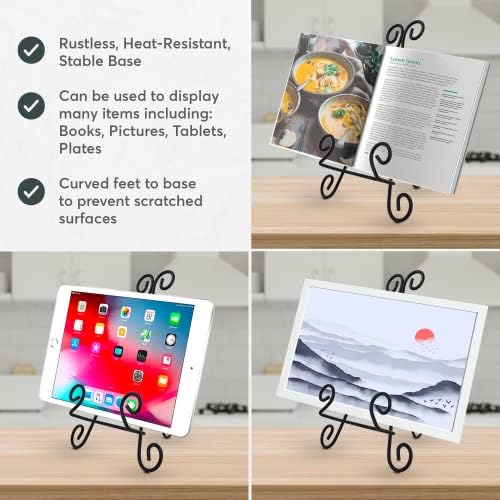 Elegant Heavy-Duty Metal cookbook Stand for Hands-Free Reading Storage