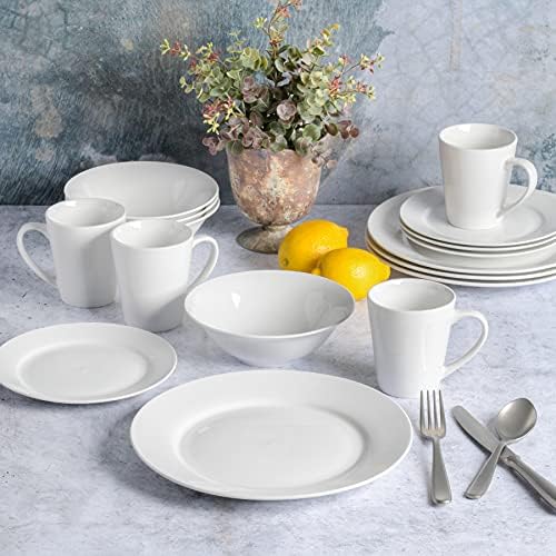Gibson Home Amelia Court White Round Dinnerware Set 4 Service 16pcs