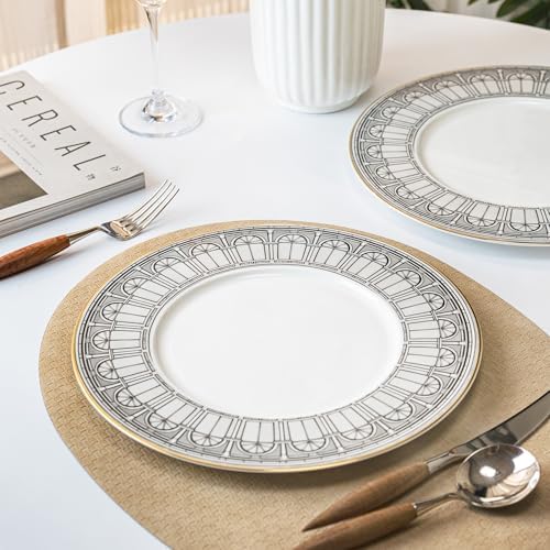 YALONG Bone China Swans of Castle dinner plate set of 2