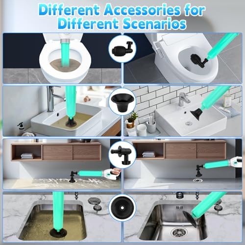 Electric Toilet Plunger with Auto Inflation and Digital Display