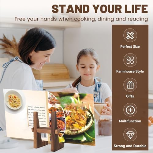 Premium Handmade Wooden Kitchen Cookbook Stand for Easy Reading Storage